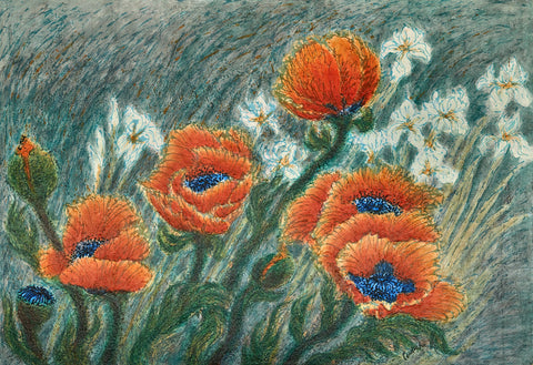 Poppies and Iris