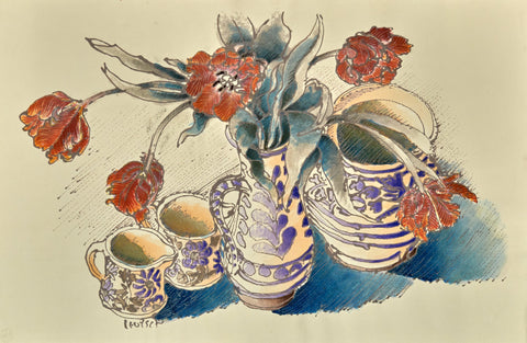 Still Live with Red Tulips