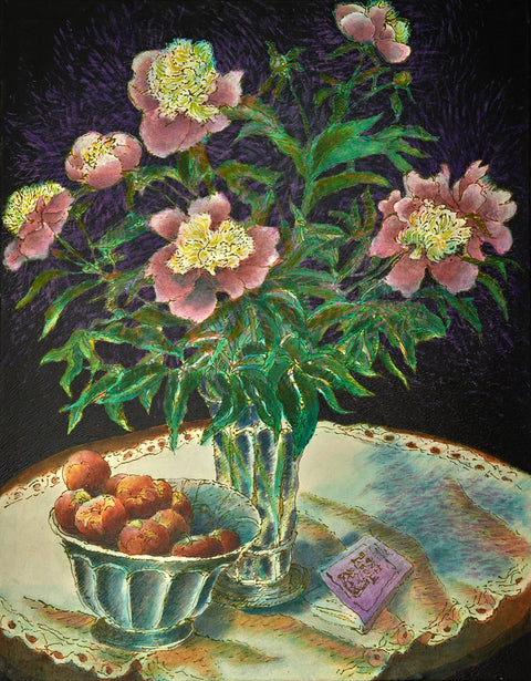 Peony Bouquet on Round Table