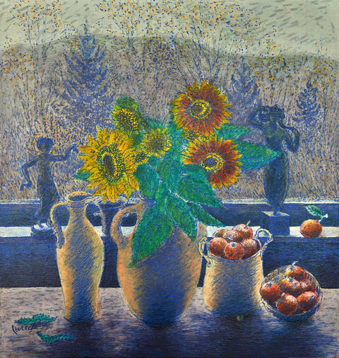 Sunflowers and Dancer Sculptures