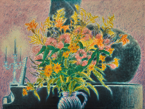 Grand Piano and Wildflowers
