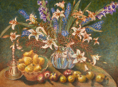 White Lilies, Pears and Apples
