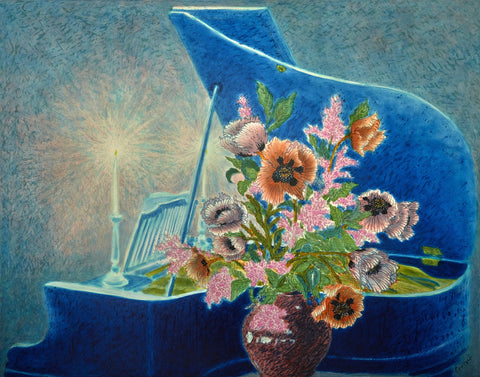 Grand Piano and Poppies